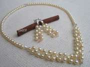 Biżuteria ślubna -komplet perły /kryształy ecru